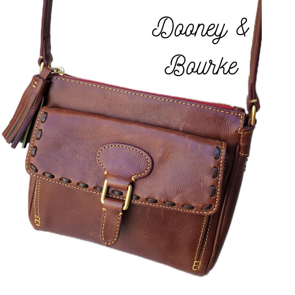 Dooney & Bourke Chestnut Brown Leather Crossbody with Tassel